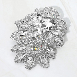 Bold Rhinestone Flower Statement Brooch / Pendant