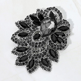 Bold Rhinestone Flower Statement Brooch / Pendant