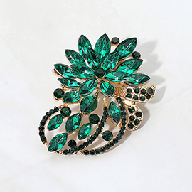 Floral Rhinestone Pin Brooch / Pendant