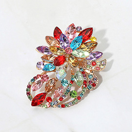 Floral Rhinestone Pin Brooch / Pendant