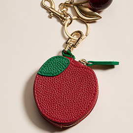 Genuine Leather Apple Coin Purse / Keychain / Bag Charm