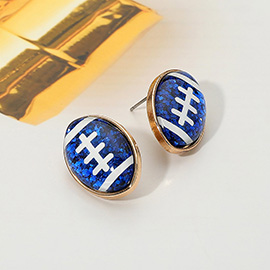 Glittered Football Stud Earrings