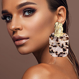 Oversized Patterned Celluloid Acetate Plate Accent Doorknocker Earrings