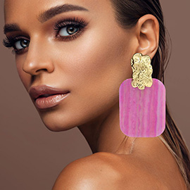 Oversized Patterned Celluloid Acetate Plate Accent Doorknocker Earrings