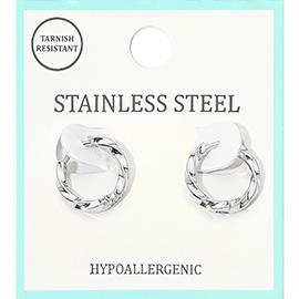 Stainless Steel Twisted Mini Huggie Hoop Earrings