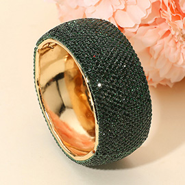 Wide Rhinestone Paved Hinged Evening Bangle Bracelet