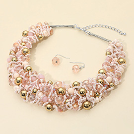 Faceted Beaded Collar Statement Necklace