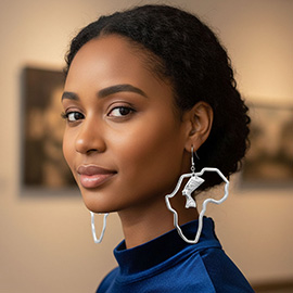 Oversized Africa Map Queen Silhouette Drop Dangle Earrings