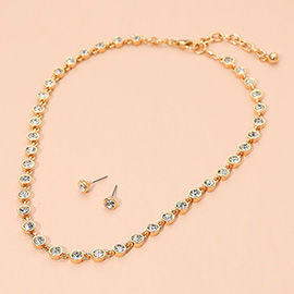 Round Stone Bezel Link Chain Necklace