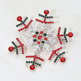 Rhinestone Pave Snowflake Pin Brooch