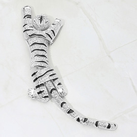 Bold Rhinestone Paved Tiger Statement Pin Brooch