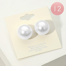 12Pairs - Chunky Textured Pearl Stud Earrings