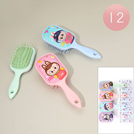 12PCS - Kids Monster Bunny Character Printed Hair Brushes