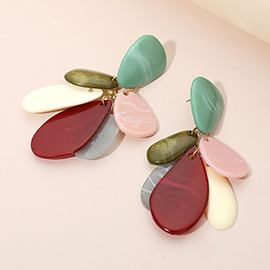 Marbled Resin Abstract Teardrop Statement Earrings