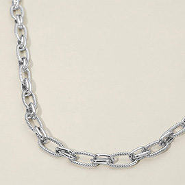 14K Gold Plated Rope Link Chunky Chain Necklace