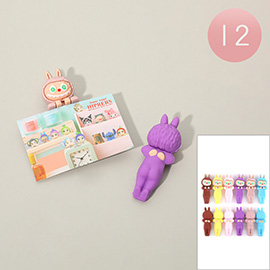 12PCS - Monster Bunny Character Figure Phone Magnet Set