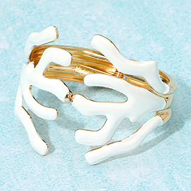 Bold Enamel Coral Hinged Bangle Bracelet