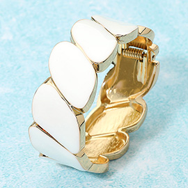 Enamel Marquise Link Hinged Bangle Bracelet