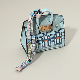 House Printed Faux Leather Elegant and Stylish Mini Purse Bag Charm