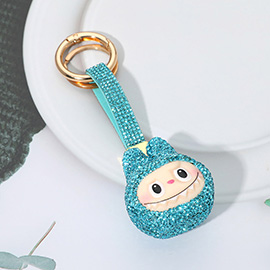 Bling Studded Monster Bunny Face Keychain Bag Charm