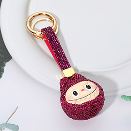 Bling Studded Monster Bunny Face Keychain Bag Charm