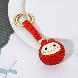 Bling Studded Monster Bunny Face Keychain Bag Charm