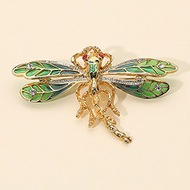 Rhinestone Accent Dragonfly Pin Brooch