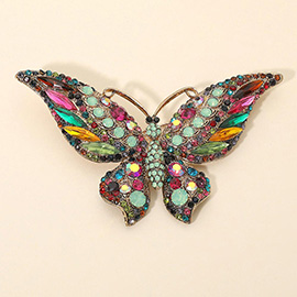 Stone Embellished Butterfly Pin Brooch