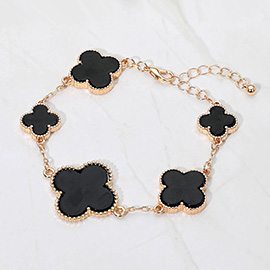 Five Quatrefoil Charm Link Chain Bracelet