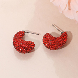 Bling Studded Small Chunky Teardrop Hoop Earrings