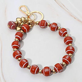 Football Beaded Keychain Bracelet