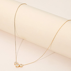 Triple Round Stone Bezel Pendant Necklace