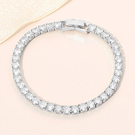 White Gold Dipped Classic Tennis Chain Bracelet