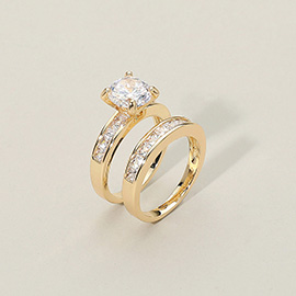 2PCS - CZ Ring Set