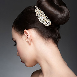 Marquise Stone Embellished Leaf Hair Comb