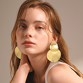 Oversized Layered Oval Plate Drop Statement Earrings