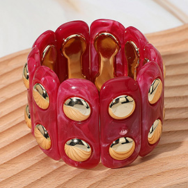 Chunky Wide Marbled Resin Dome Stretch Bracelet