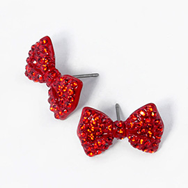 Crystal Rhinestone Bow Stud Earrings