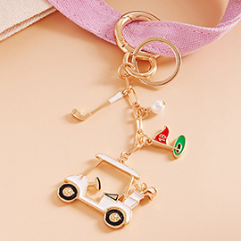 Golf Cart Club Keychain Bag Charm