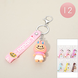 12PCS - Monster Bunny Figure Strap Keychains