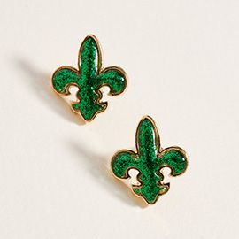 Sequin Mardi Gras Fleur de Lis Stud Earrings