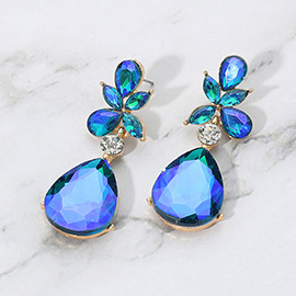 Teardrop Stone Dangle Evening Earrings