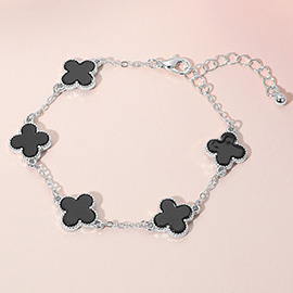 Silver Dipped Quatrefoil Link Chain Bracelet