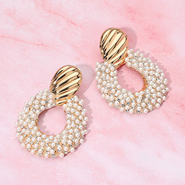 Pearl Encrusted Sculptural Donut Earrings