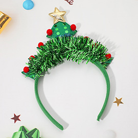 Pom Christmas Tree Tinsel Embellished Headband