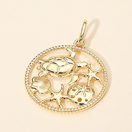 Metal Sea Life Circle Pendant Charm