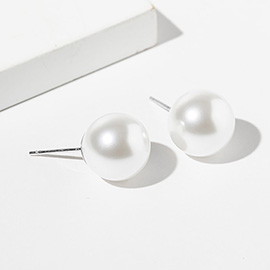White Gold Dipped Swarovski Pearl Stud Earrings