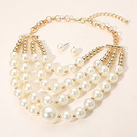 Multi-Layered Pearl Statement Necklace