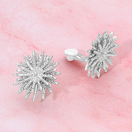 Textured Metal Spike Clip On Earrings