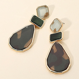 Geometric Resin Plate Link Drop Earrings